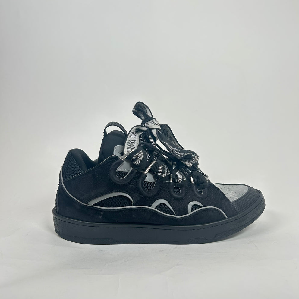 Lanvin Black Reflective Curb Sneaker Size 44