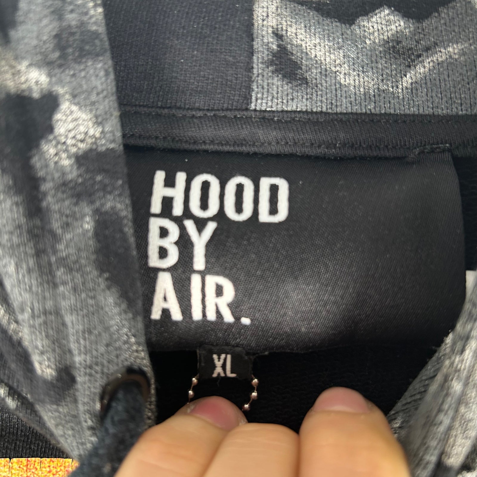 Hood By Air Black All Over Print Hoodie Size XL