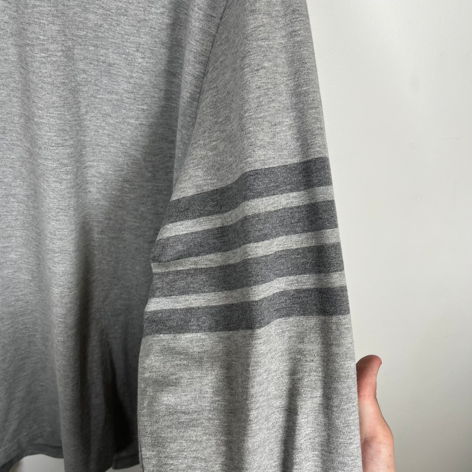 Thom Browne Grey Three Stripe LS Shirt Size L
