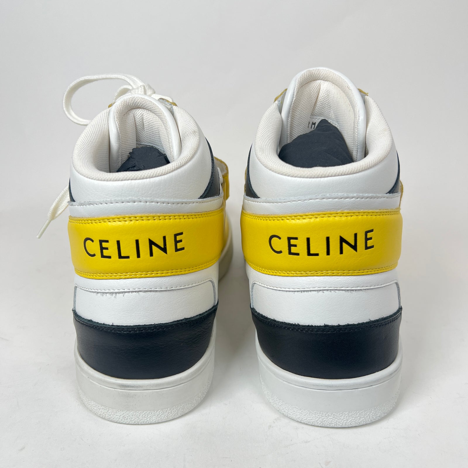 Celine Yellow/White CT-03 Leather High-Top Sneaker Size 45
