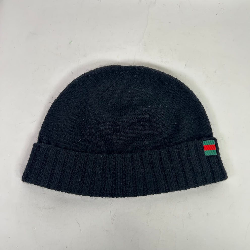 Gucci Vintage Ribbed Web Cashmere Beanie