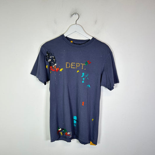 Gallery Dept Navy 'DEPT' Logo Glitter Paint Splatter T-Shirt Size S