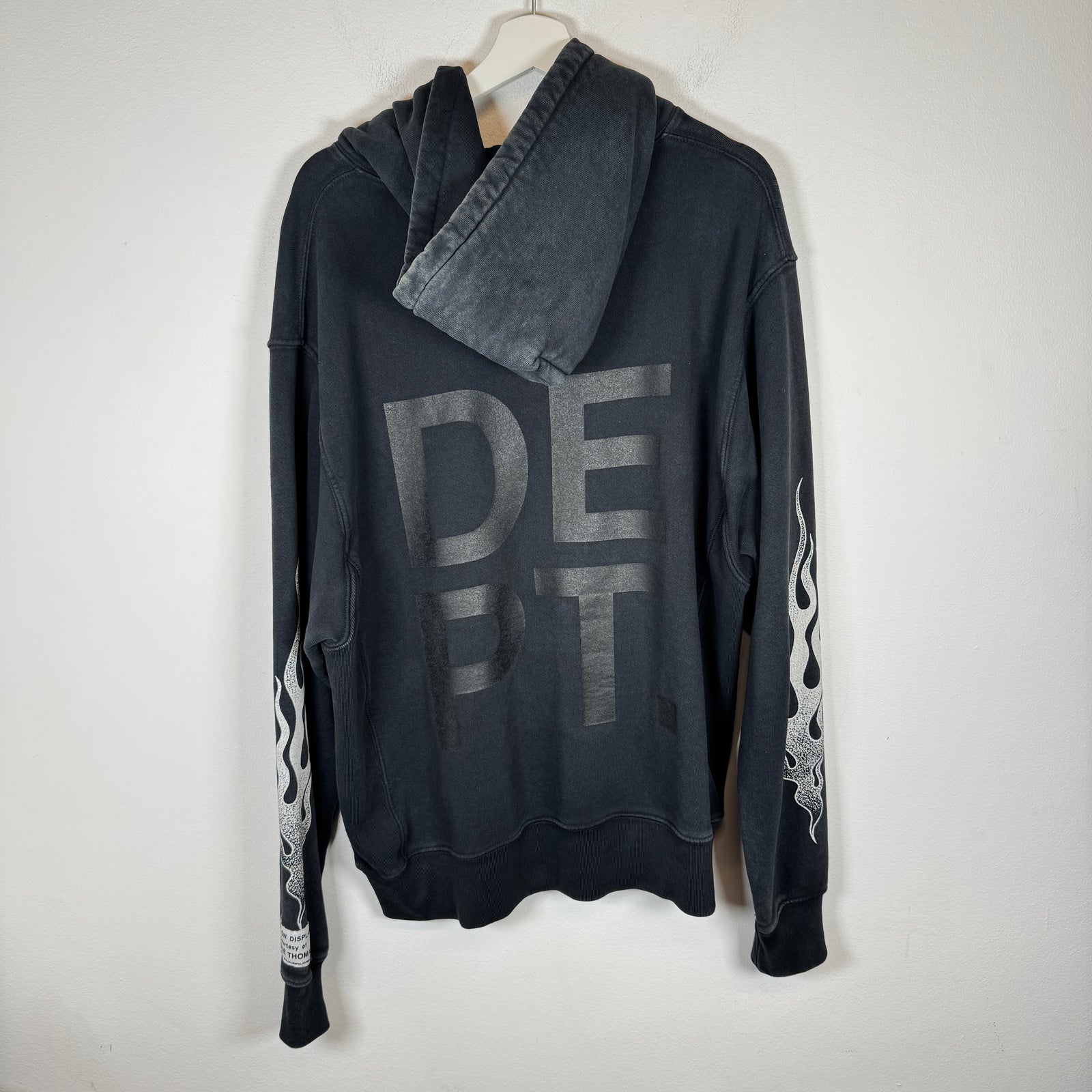 Gallery Dept Black Flames Hoodie Size L