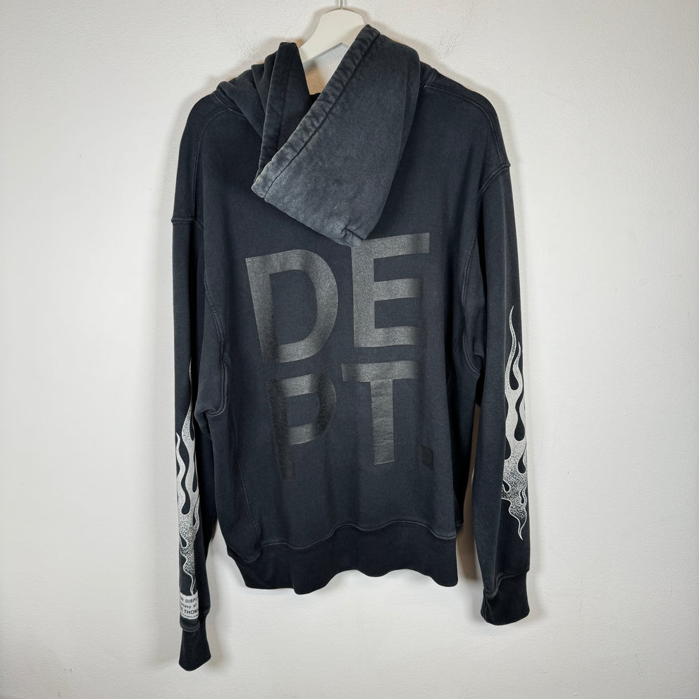 Gallery Dept Black Flames Hoodie Size L