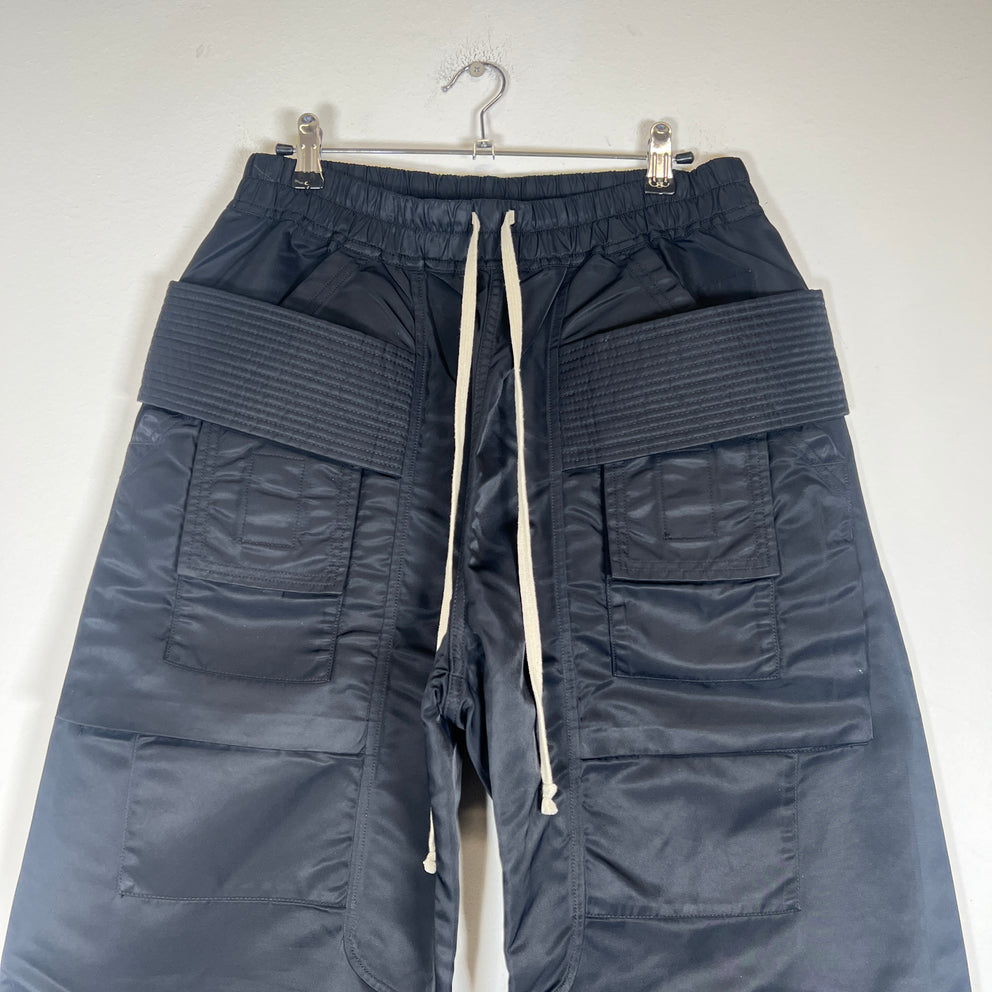 Rick Owens Drkshdw FW23 Black Nylon Wide Leg Creatch Cargo Pants Size S