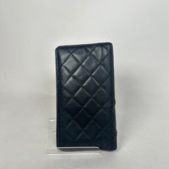 Chanel Black Combon Quilted Long Wallet