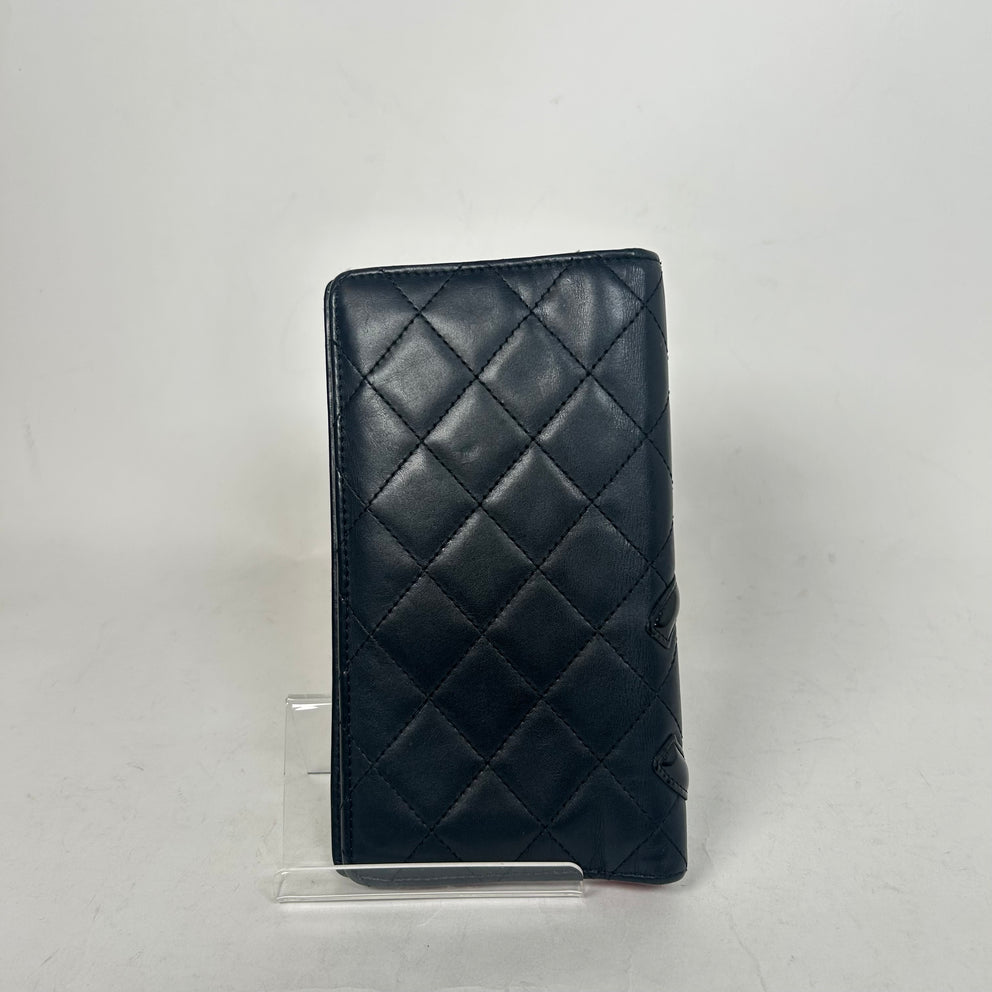 Chanel Black Combon Quilted Long Wallet