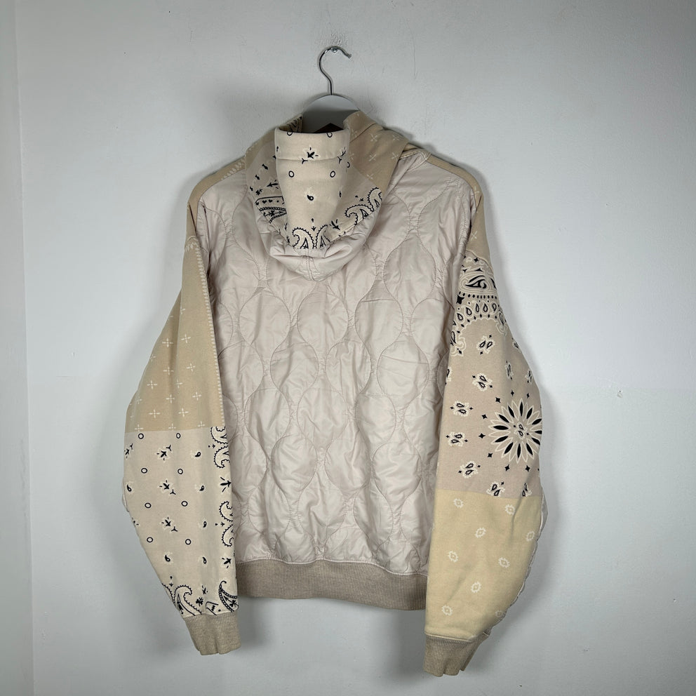 Kapital Shell Trimmed Beige Bandana Bivouac Hoodie Size L