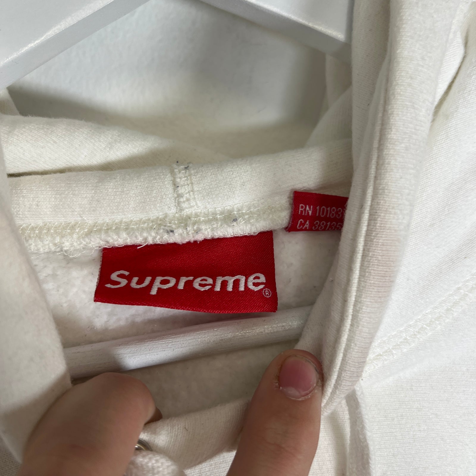 Supreme White Box Logo Hoodie Size L