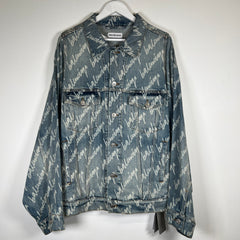 Balenciaga All Over Script Jean Jacket Size XL
