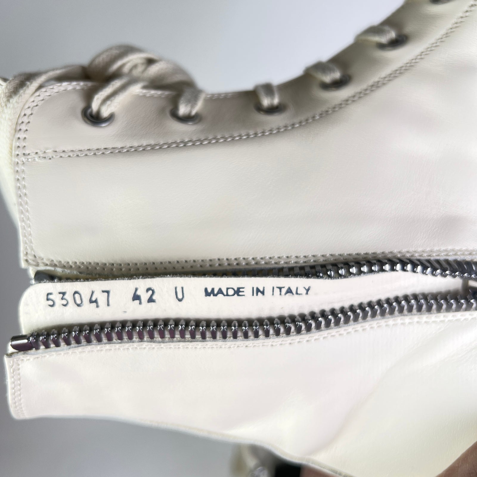 Rick Owens Milk Mainline Leather High-Top Ramones