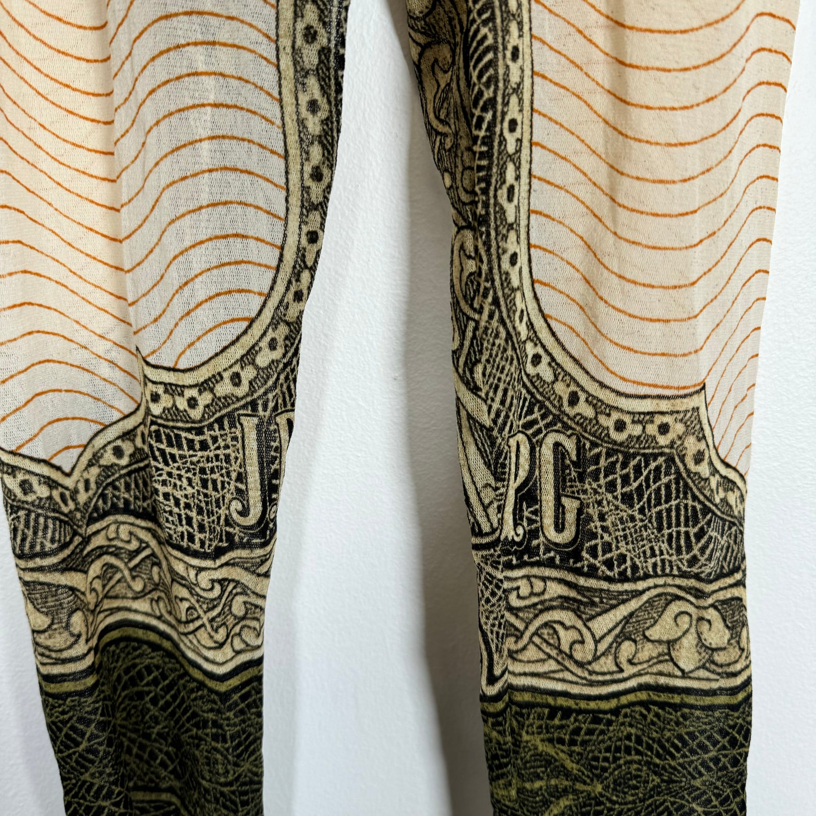 Jean Paul Gaultier Banknote Mesh Leggings Size L