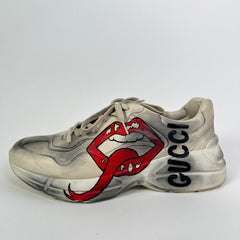 Gucci Mouth Print Distressed Calfskin Rhyton Sneaker