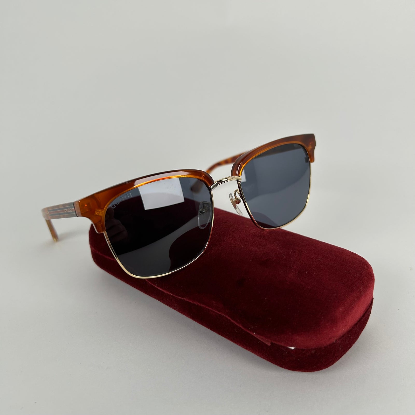 Gucci Brown/Gold Clubmaster Sunglasses
