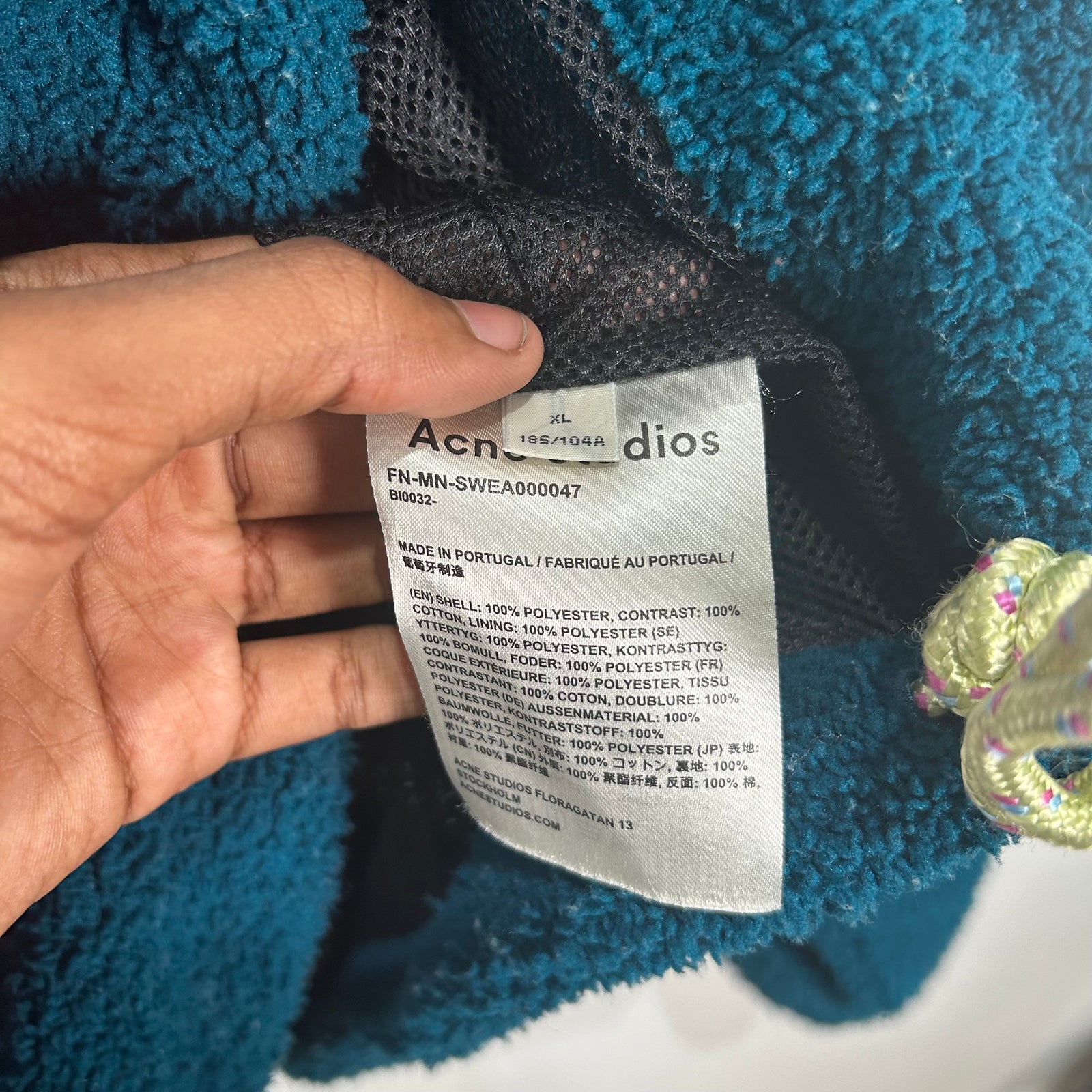 Acne Studios Boa Fleece Half Zip Pullover Anorak Size XL