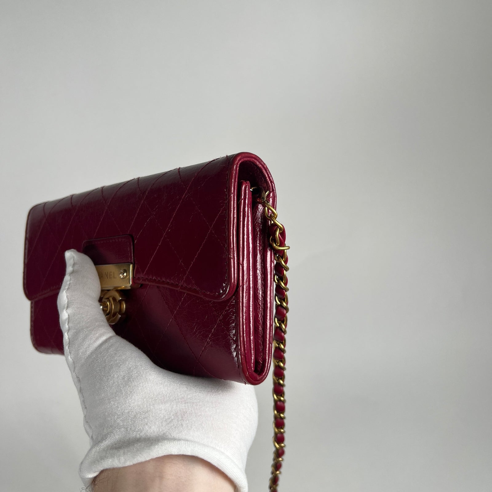 Chanel Burgundy Calfskin Flap Wallet