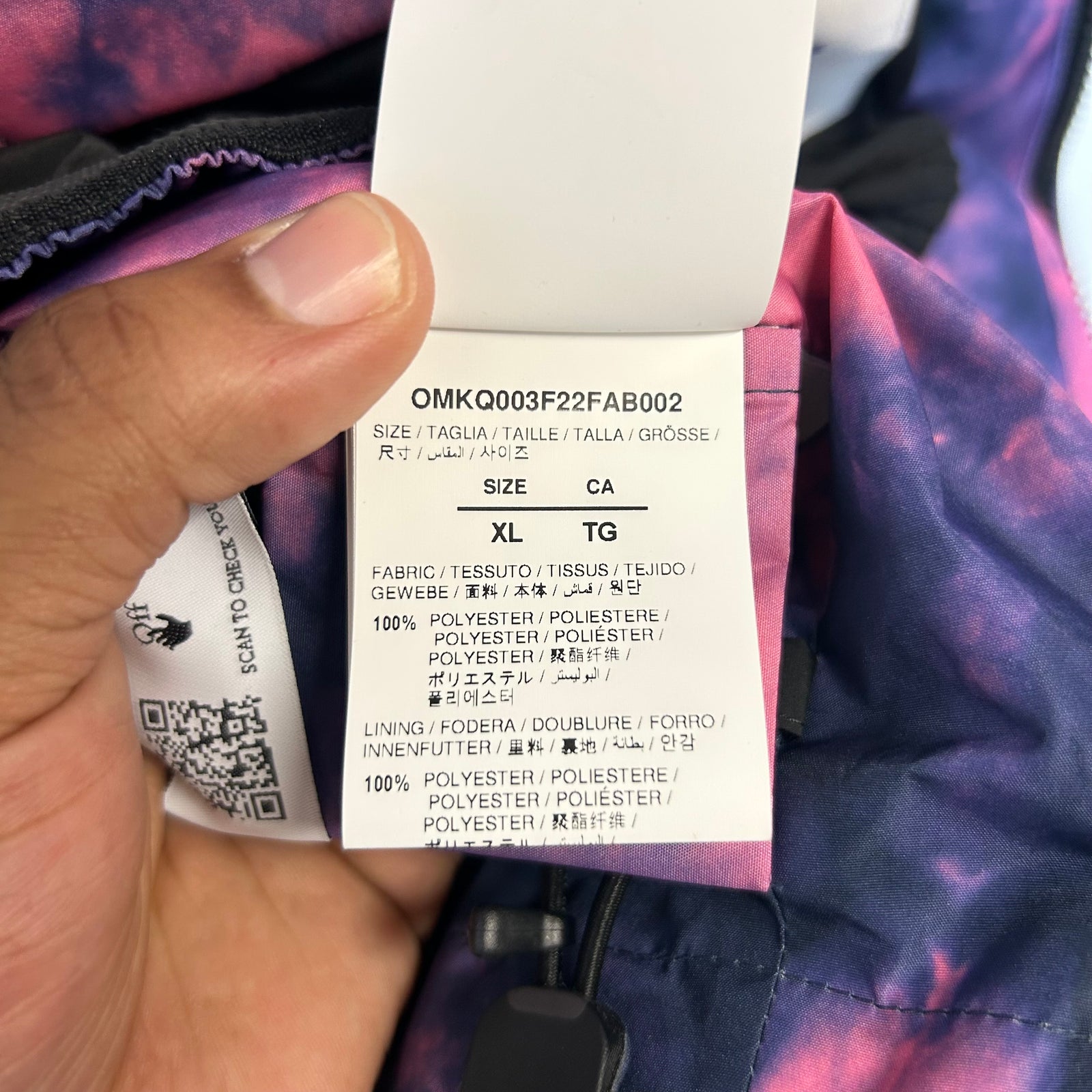 Off-White Fuchsia Tye Dye Arrows Ski Jacket Size XL