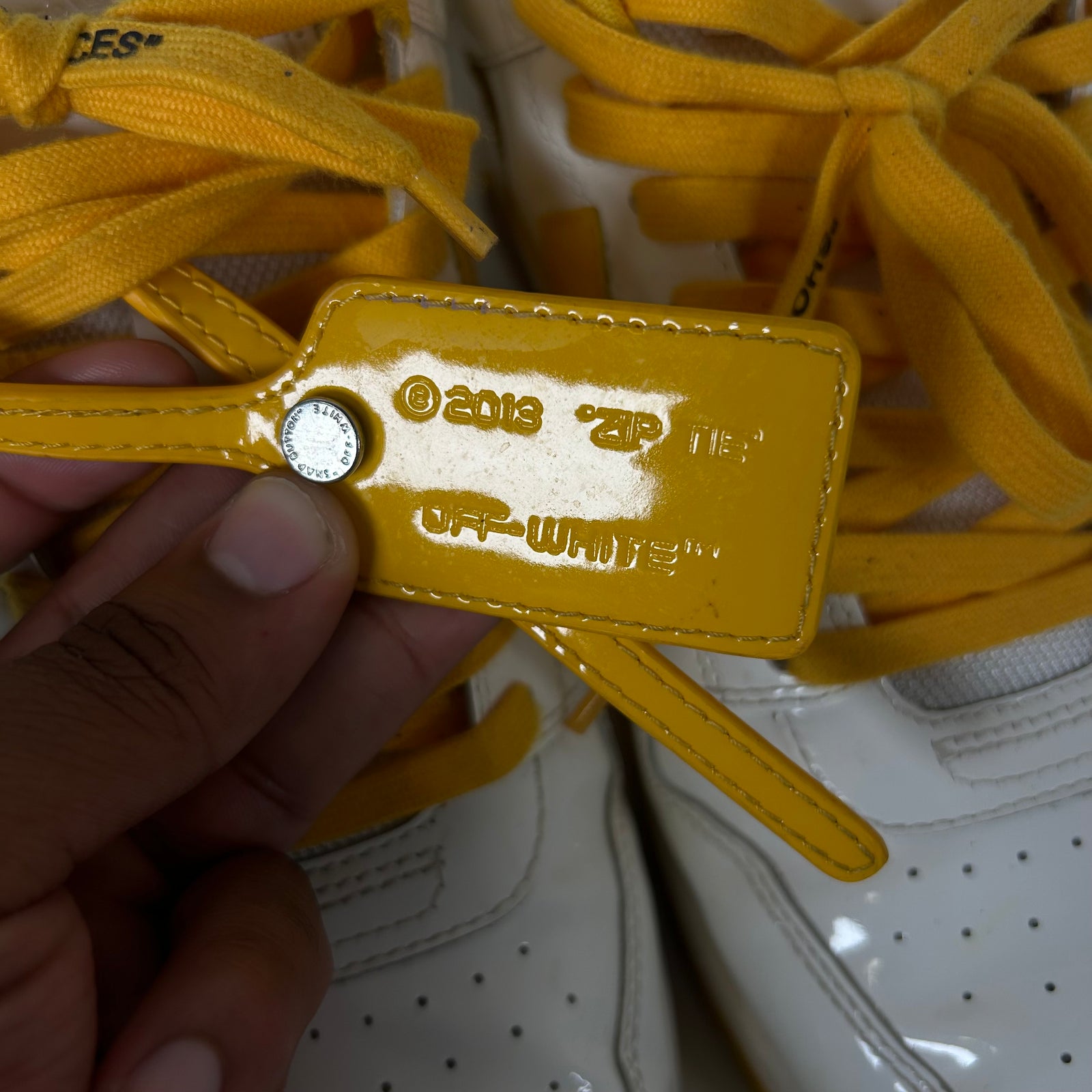 Off-White Yellow Patent Leather Out Of Office Sneaker Size 45