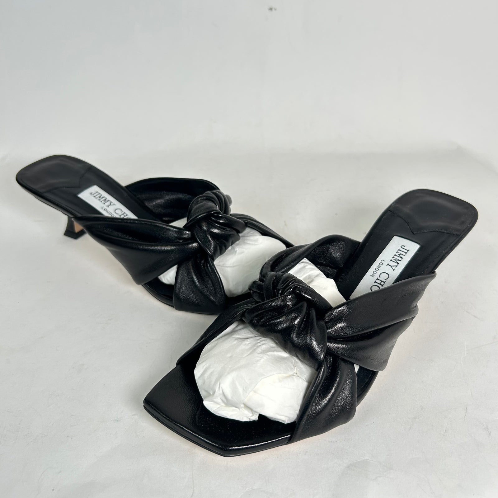 Jimmy Choo Black 85 Avenue Leather Sandal Size 38.5