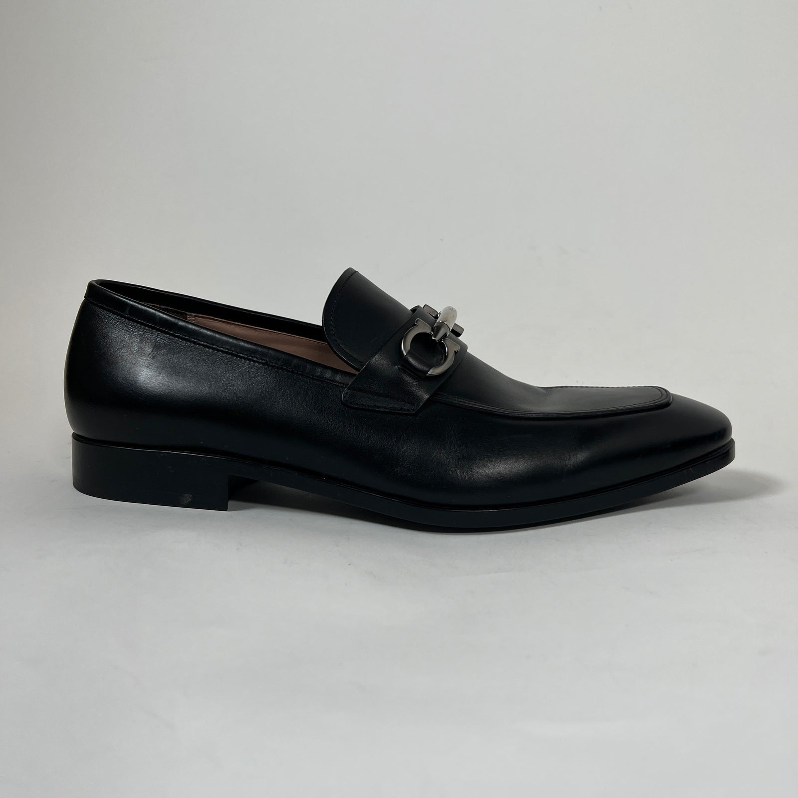 Ferragamo Benford Black Leather Bit Loafer Size 10
