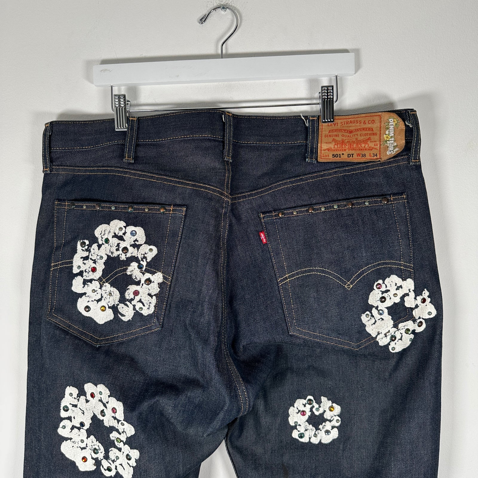 Denim Tears Rhinestone Raw Denim Wreath Jeans Size 38