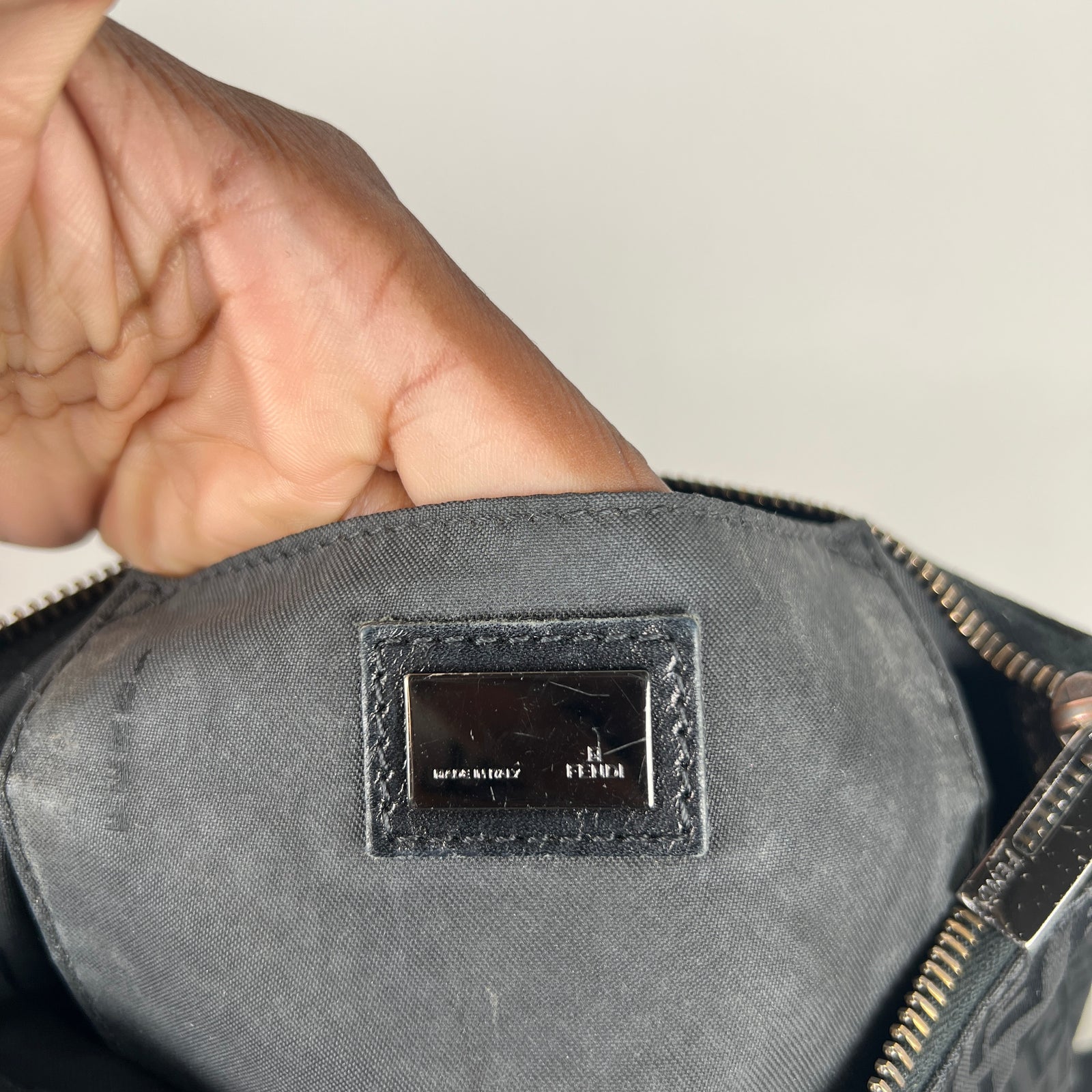 Vintage Fendi Black Canvas Zucchino Pochette