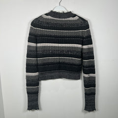 Helmut Lang Grey Stripe Knit Cropped Sweater Size L