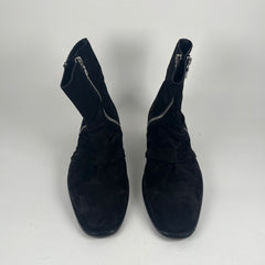 Amiri Folded Zipper Black Suede Boots Size 13