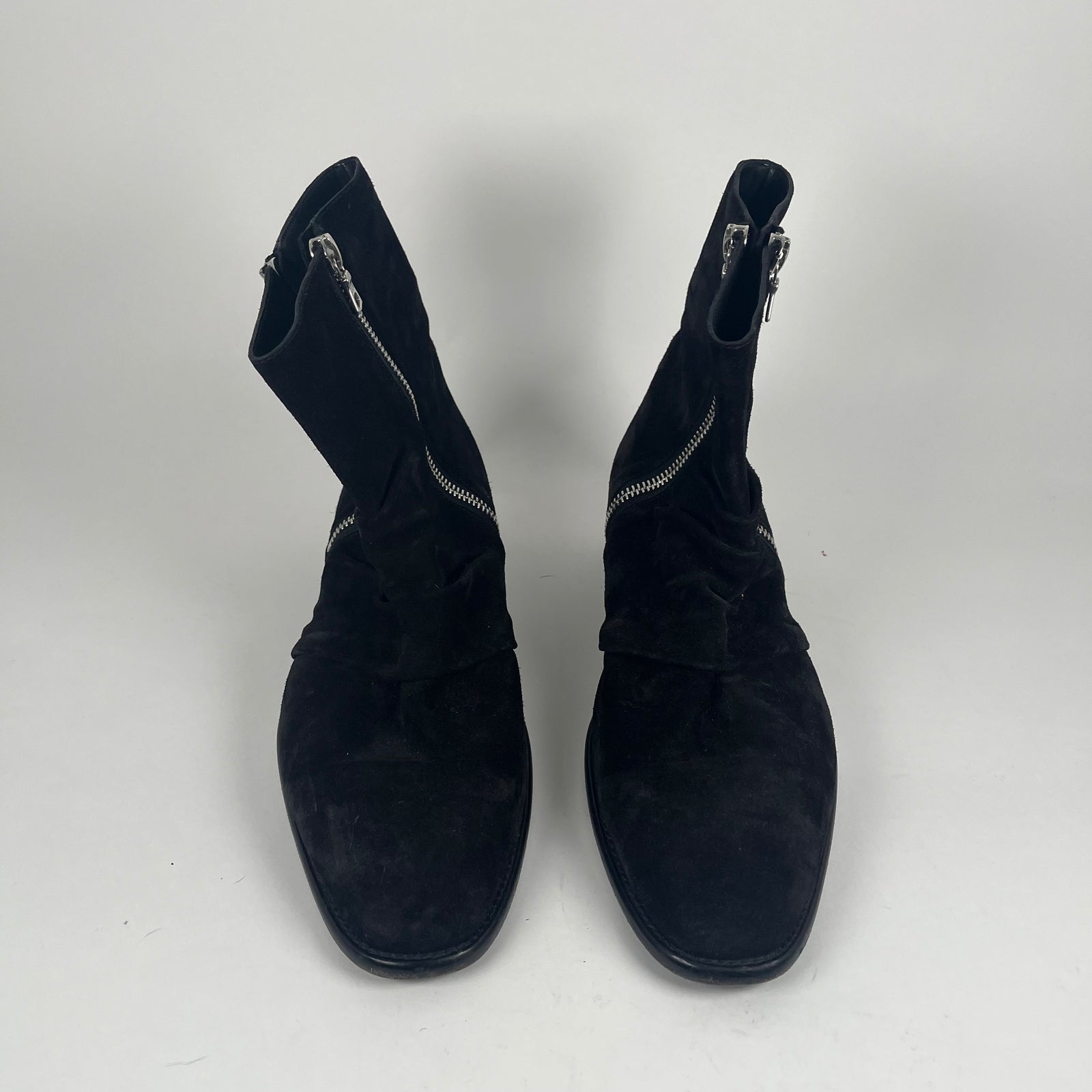 Amiri Folded Zipper Black Suede Boots Size 13