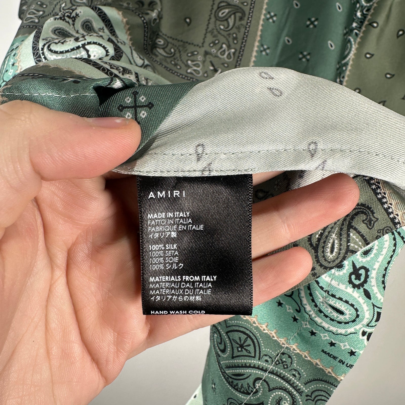 Amiri Green Paisley Silk Shirt Size XS