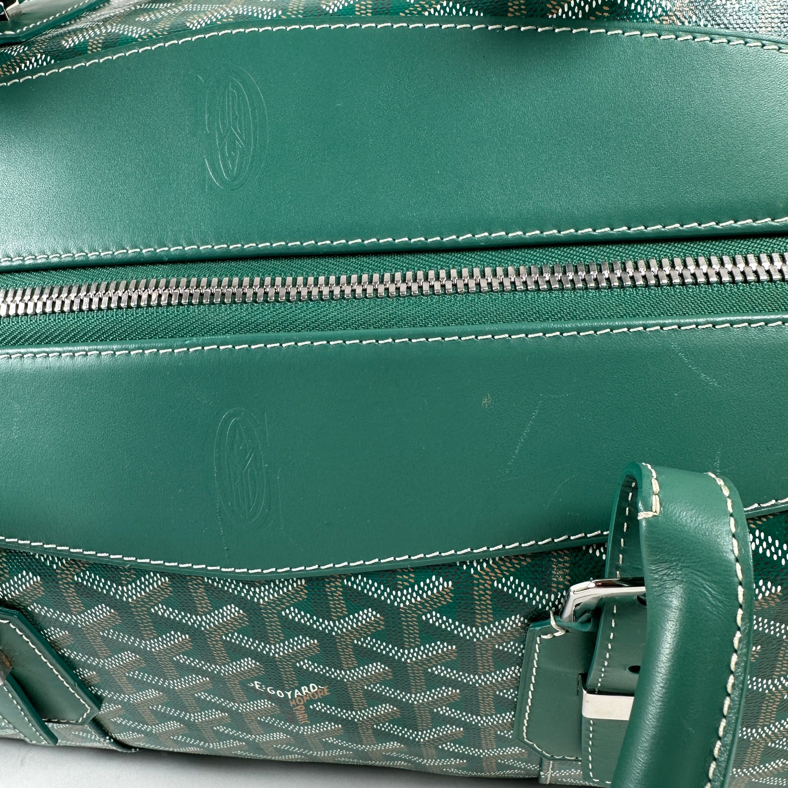 Goyard Goyardine Green Boeing 55 Travel Duffle Bag