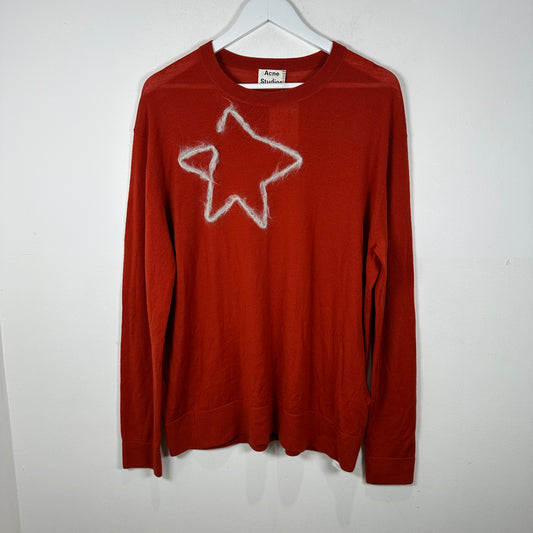 Acne Studios Orange 'Star' Wool Sweater Size L