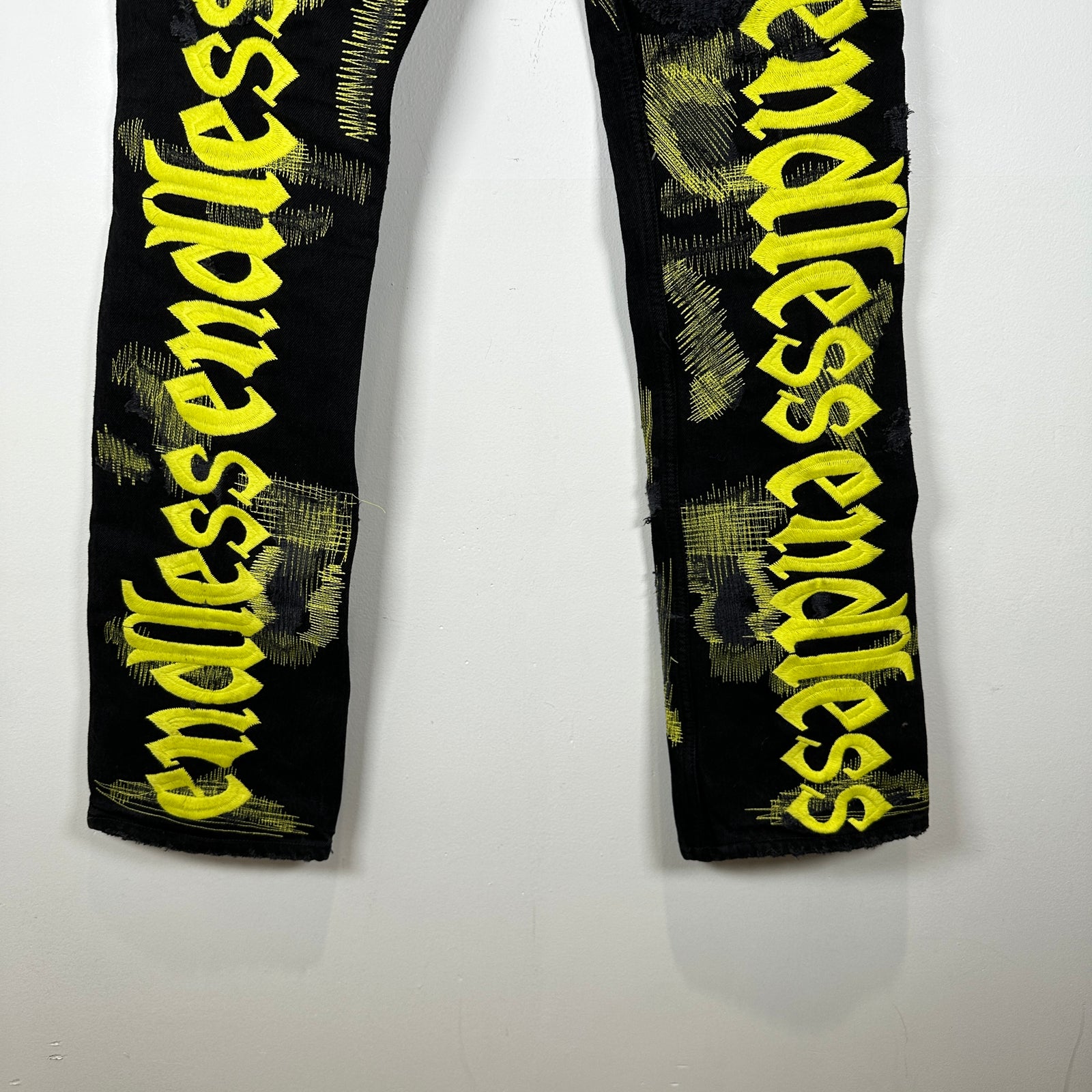 Endless Black/Yellow Embroidered Jeans Size 28