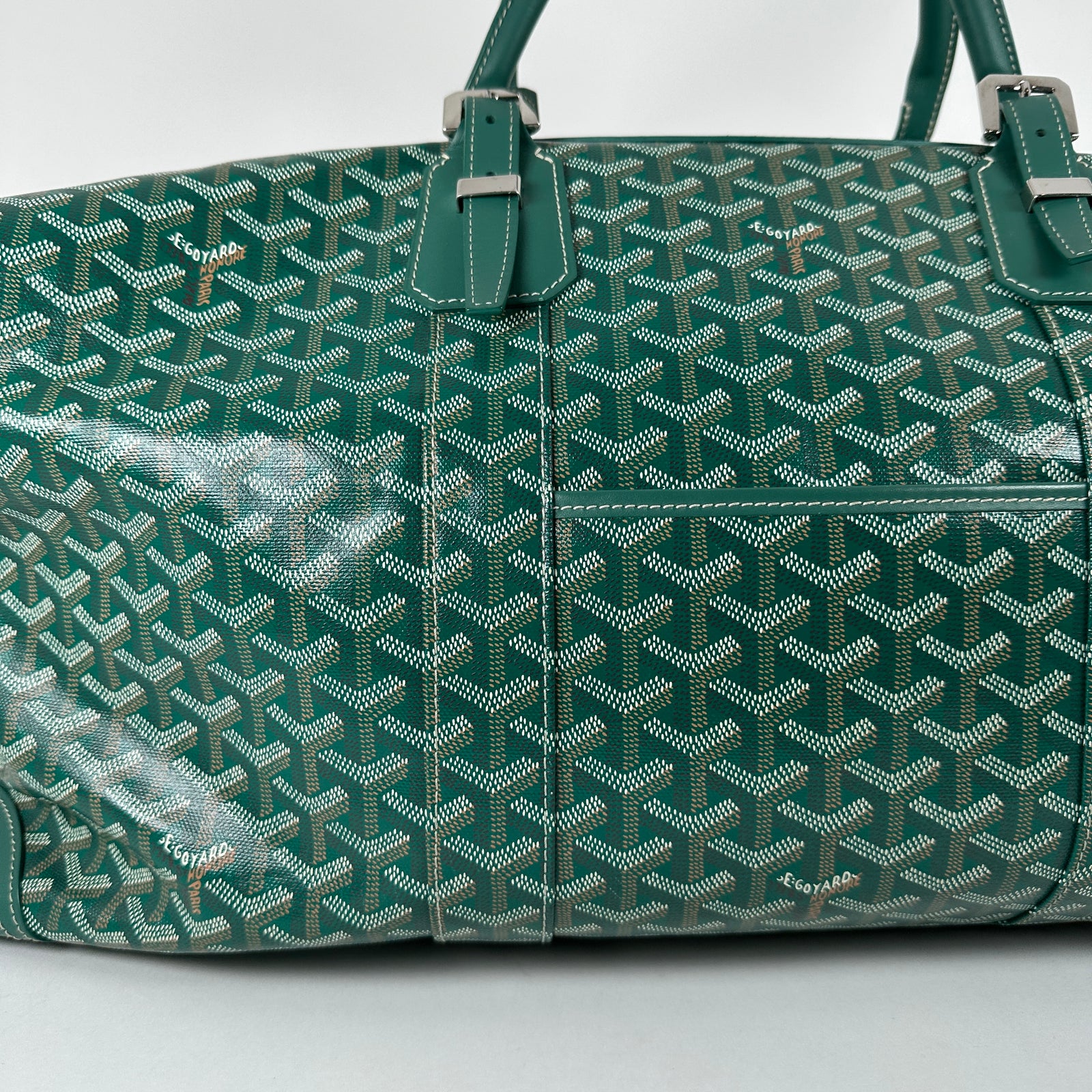 Goyard Goyardine Green Boeing 55 Travel Duffle Bag