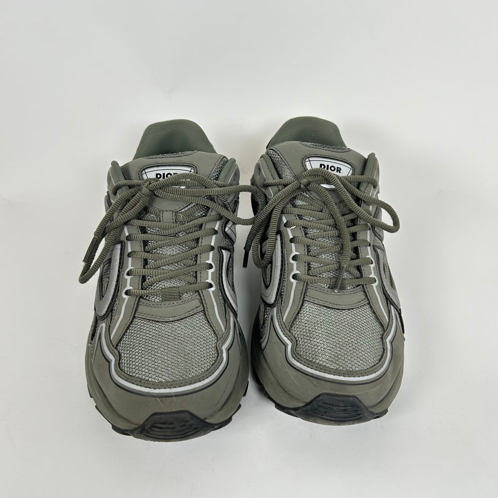 Dior B30 Khaki Green Microfiber Mesh Sneaker Size 42