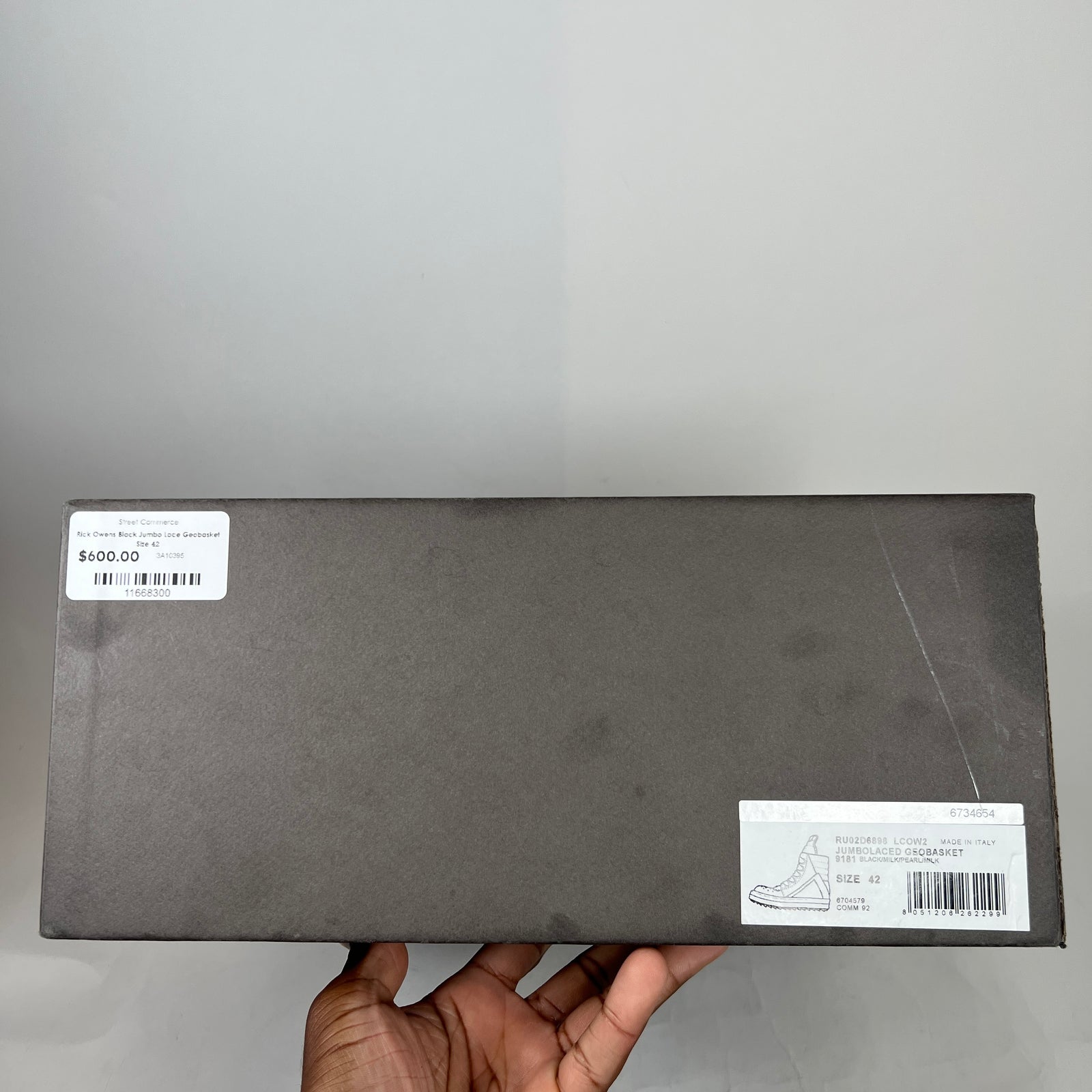 Rick Owens Black Jumbo Lace Geobasket Size 42
