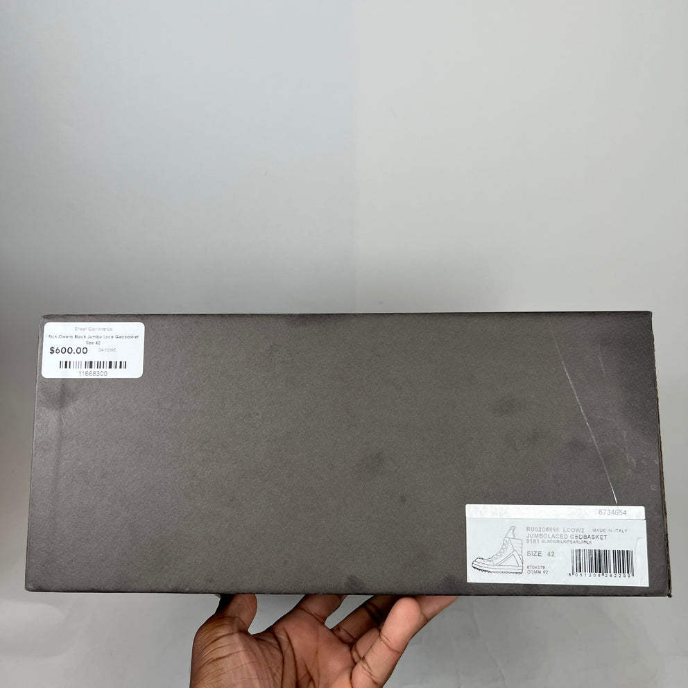 Rick Owens Black Jumbo Lace Geobasket Size 42