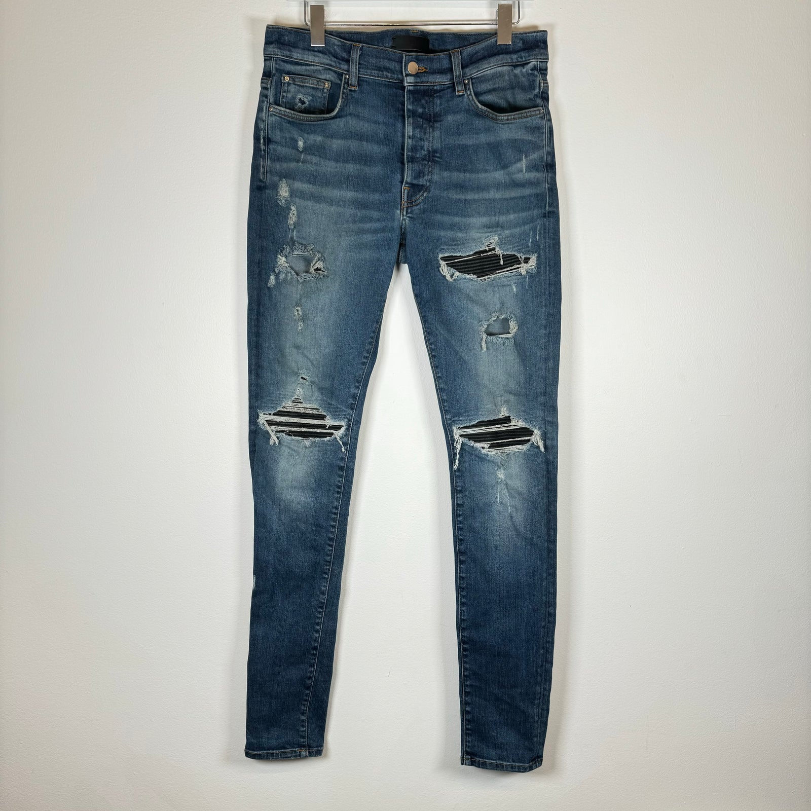 Amiri Blue MX1 Distressed Denim Jeans Size 34