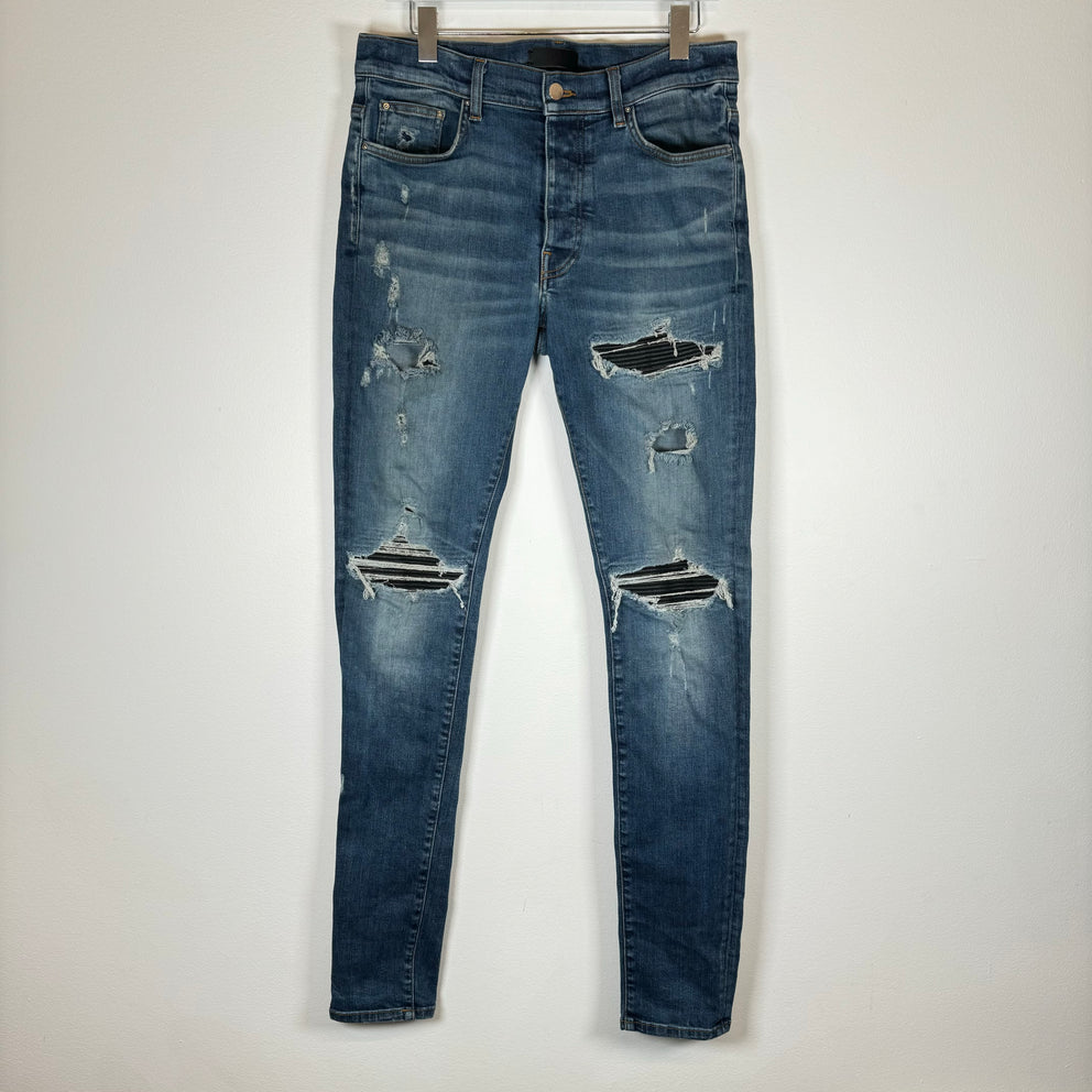 Amiri Blue MX1 Distressed Denim Jeans Size 34
