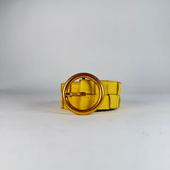 Bottega Veneta Yellow Leather Braided Belt Size 34