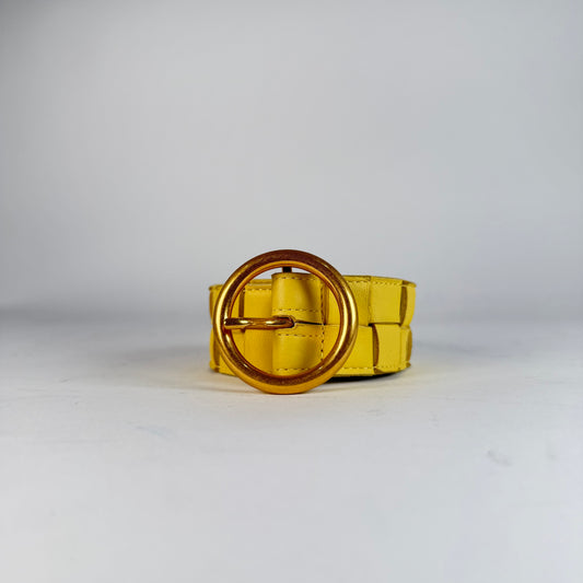 Bottega Veneta Yellow Leather Braided Belt Size 34