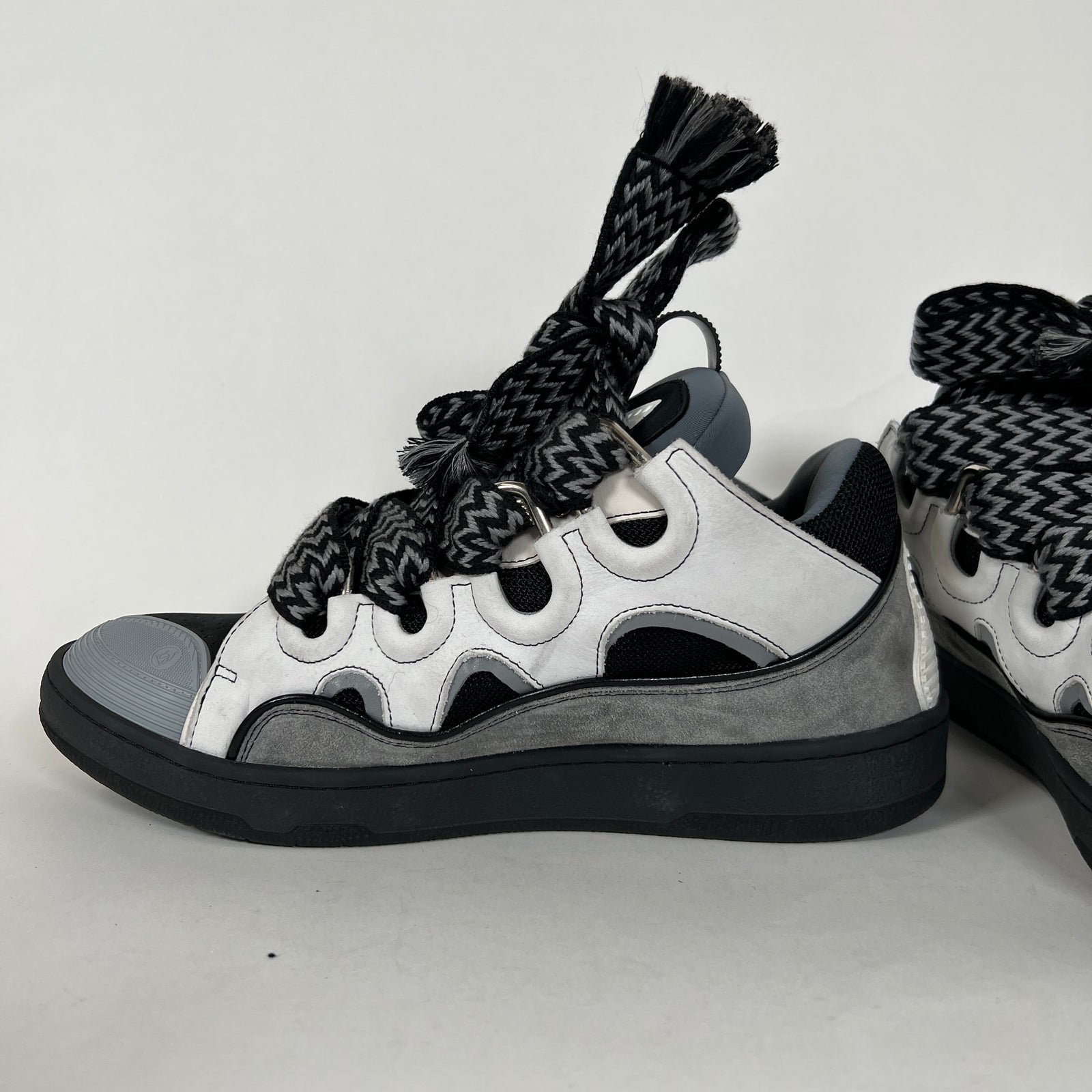 Lanvin Grey/Black Curb Sneakers Size 44