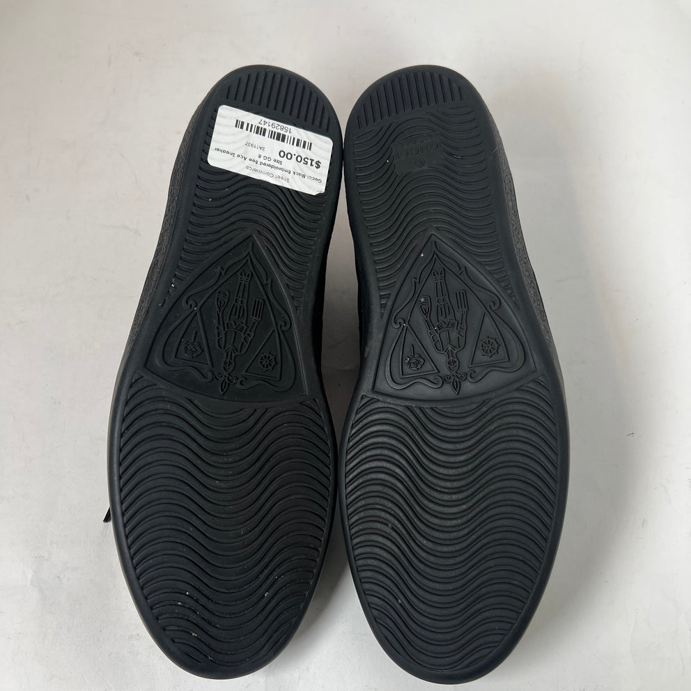 Gucci Black Embroidered Bee Ace Sneaker Size GG 8