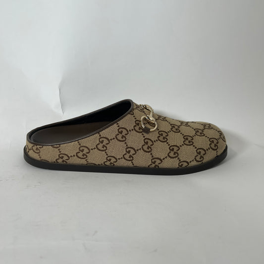 Gucci Beige GG Supreme Horsebit Mules Size 39