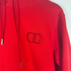 Dior Red 'CD' Logo Red Hoodie Size M