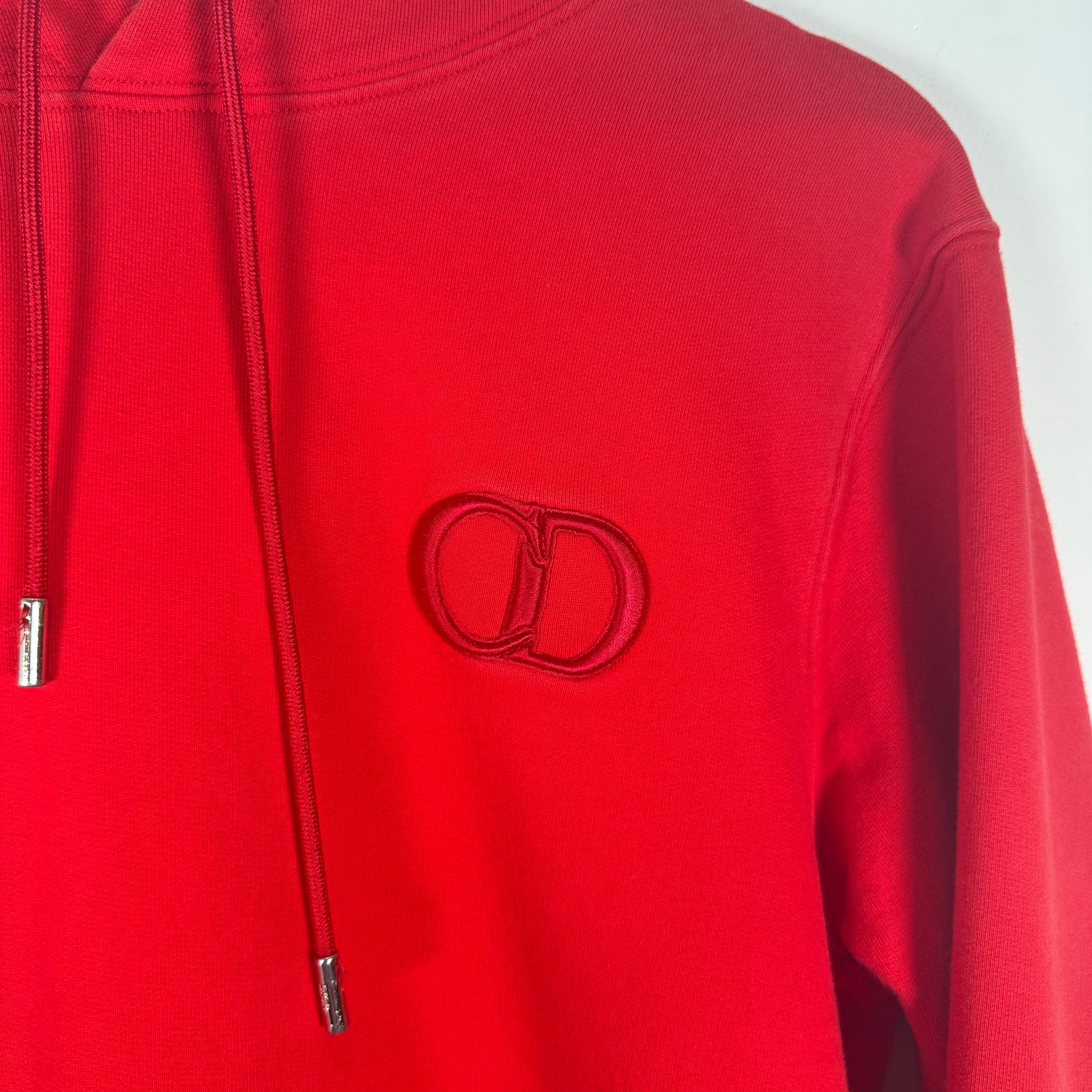 Dior Red 'CD' Logo Red Hoodie Size M