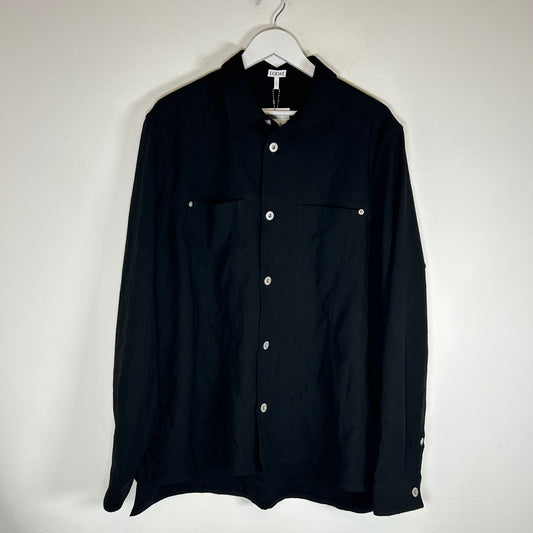 Loewe Black Metal Button Wool Over Shirt Size M