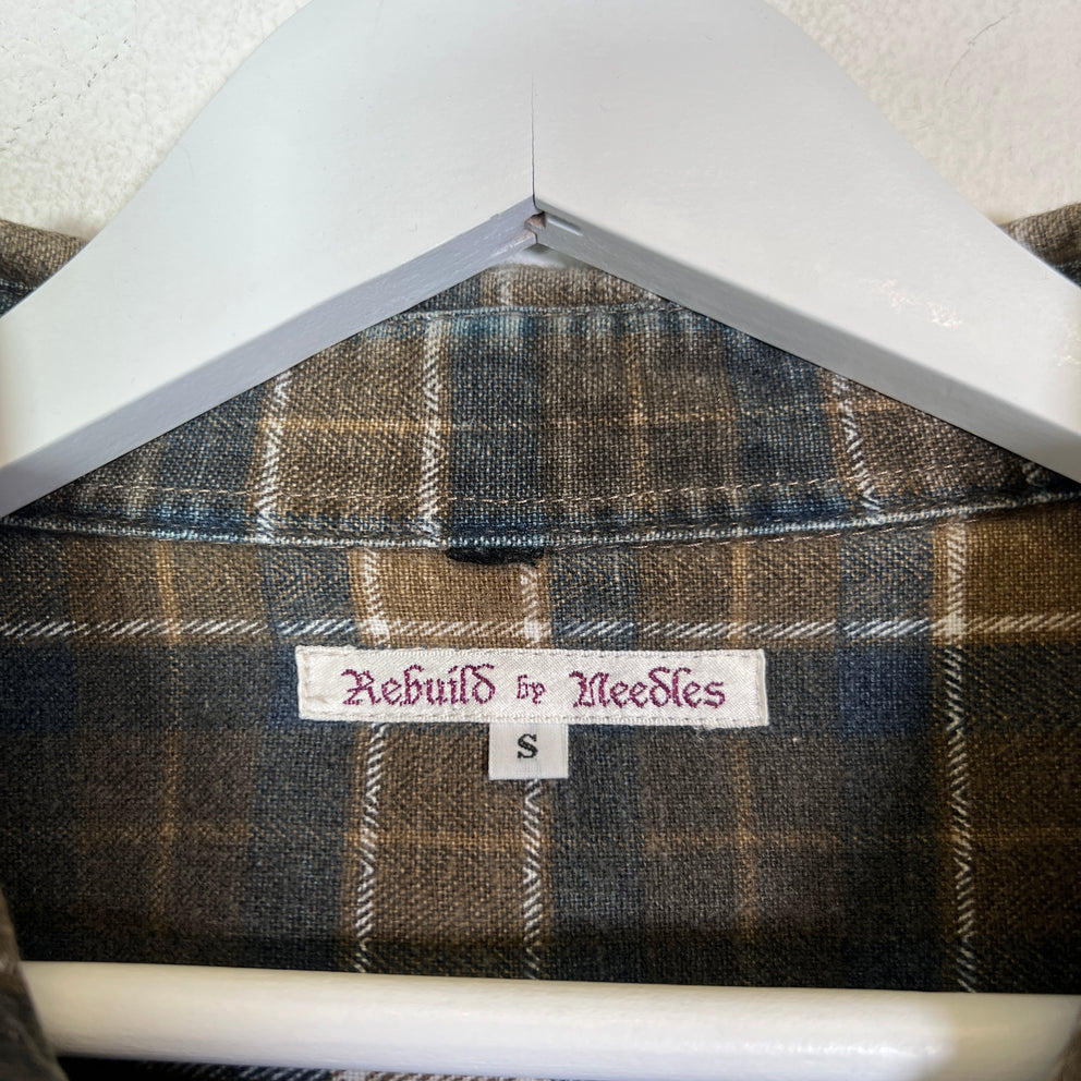 Needles Rebuild Brown Ribbon Flannel Shirt Size S