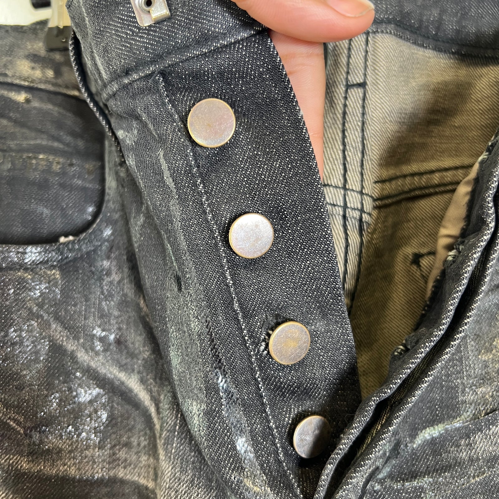 Dior Homme AW03 Black Luster Waxed Denim Jeans