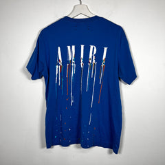 Amiri Paint Drip Logo Blue T-Shirt Size XS